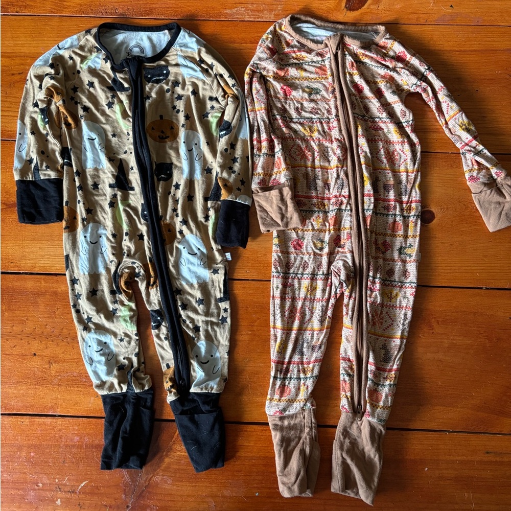 Little Sleepies Kids Footies - Black, Brown, and Tan